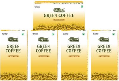 

Gruner Gruner's Ginger Flavored Unroasted Green Coffee Powder (Combo 5 Pack) Instant Coffee(5 x 90 g, Ginger Flavoured)