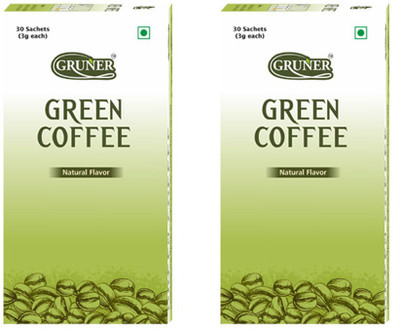 Gruner Gruner's Natural Unroasted Green Coffee Powder (Combo 2 Pack) Instant Coffee 180 g(Pack of 2)