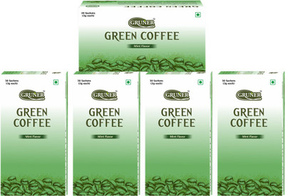 

Gruner Gruner's Mint Flavored Unroasted Green Coffee Powder (Combo 5 Pack) Instant Coffee(5 x 90 g)