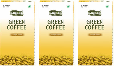 

Gruner Gruner's Ginger Flavored Unroasted Green Coffee Powder (Combo 3 Pack) Instant Coffee(3 x 90 g, Ginger Flavoured)