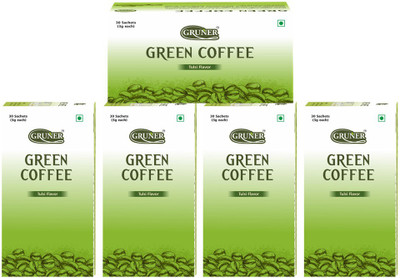 Gruner Gruner's Tulsi Flavored Unroasted Green Coffee Powder (Combo 5 Pack) Instant Coffee(5 x 90 g, Basil Flavoured)
