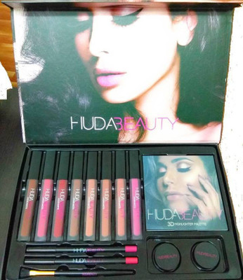 

sh.huda beauty LIPGLOSS AND LIPLINER WITH 3D HIGHLIGHTER(Set of 4)
