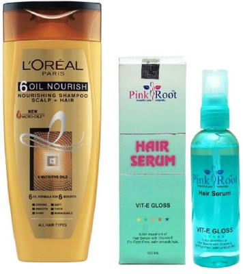 PINKROOT Hair Serum 100ml, L'OREAL PARIS SHAMPOO 175ML 6 OIL NOURISH NOURISHING SHAMPOO SCALP + HAIR(2 Items in the set)