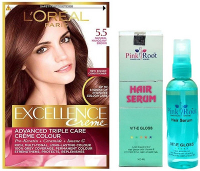 

Pink Root Hair Serum 100ml, L'OREAL PARIS 5.5 NATURAL MAHOGANY BROWN EXCELENCE CRÈME(Set of 2)