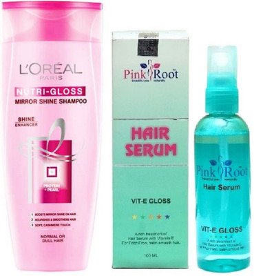 

Pink Root Hair Serum 100ml, L'OREAL PARIS SHAMPOO 360ML NUTRI-GLOSS MIRROR SHINE SHAMPOO(Set of 2)