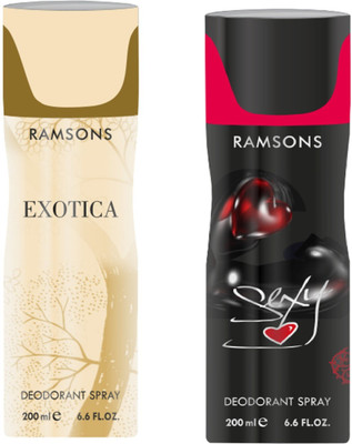 

Ramsons Combo Of Exotica and Sexy Long Lasting Men's Spray Deodorant Spray - For Men(200 ml, Pack of 2)