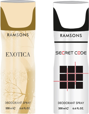 Ramsons Combo Of Exotica and Secret Code Long Lasting Men's Spray Deodorant Spray - For Men(200 ml, Pack of 2)