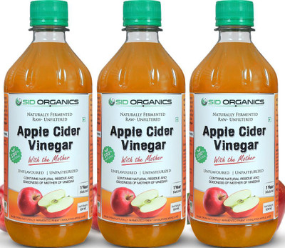 

SID ORGANICS Apple Cider Vinegar with mother culture for Weight loss - Cold pressed, Raw, Unfiltered, Unpasteurized & Unflavored - 3 Apple Cider Vinegar(3x500 ml, Natural Flavored)