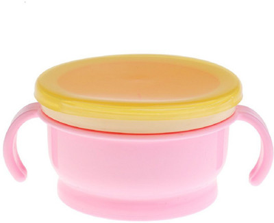 

SYGA Baby Feeding Bowl Snack Catcher Cup Safe Container Traveling Double Handle Plastic Bowl (Pink) - Plastic(Pink)