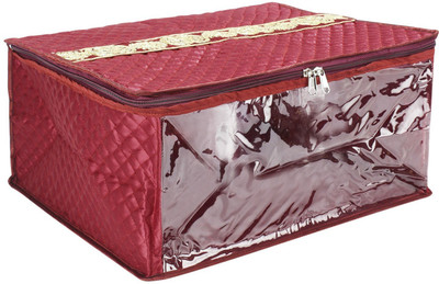 

BlushBees Heavy Quilted Satin Designer Large Saree Bag, 9 Inch Height(Red)