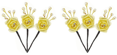 

Fully Bridal Hair Accessories / Fancy Juda Pins For Bun Decoration For Women And Girls - 6 Pcs Hair Pin(Yellow)
