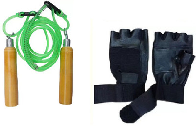 

Monika Sports gym gloves + wooden skipping rope Gym & Fitness Kit
