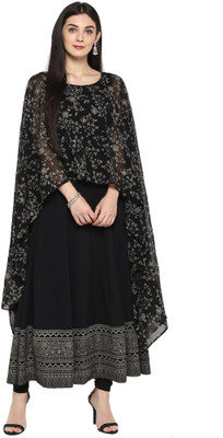 Ahalyaa Women Self Design Anarkali Kurta(Black)
