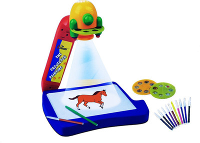 

Emob Projector Painting Activity Toy Learning Kit with Changeable Slides and 21 Shades Paper Book(Multicolor)