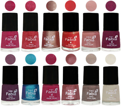 

Fabia Nail Polish Pack of 12(6 Ml Each) Professional Serious Nail Polish Magenta-Shock Pink Light-Light Nude-Red Orange-Shrimp Pastell-Cherry Blossom-Light Jam-Denim-Hot Magenta-Lip-Light Beige-Light Cream(Pack of 12)