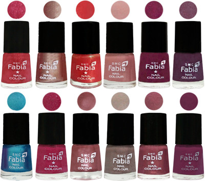 

Fabia Nail Polish Pack of 12(6 Ml Each) Professional Serious Nail Polish Shock Pink Light-Light Nude-Red Orange-Shrimp Pastell-Cherry Blossom-Light Jam-Denim-Hot Magenta-Lip-Light Beige-Dusty Pink-Light purple(Pack of 12)