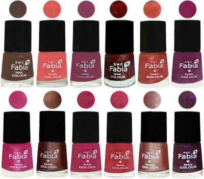 

Fabia Nail Polish Pack of 12(6 Ml Each) Professional Serious Nail Polish Everglade-Light Peach-Dark Cherry Blossom-Brick Red-Dark Peach-Shock Pink-Pink-Light Coffee-Magenta-Shock Pink Light-Light Nude-Dark Purple(Pack of 12)