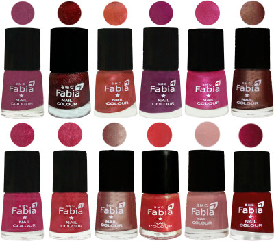 

Fabia Nail Polish Pack of 12(6 Ml Each) Professional Serious Nail Polish Dark Cherry Blossom-Brick Red-Dark Peach-Shock Pink-Pink-Light Coffee-Magenta-Shock Pink Light-Light Nude-Red Orange-Shrimp Pastell-Dark Magenta(Pack of 12)
