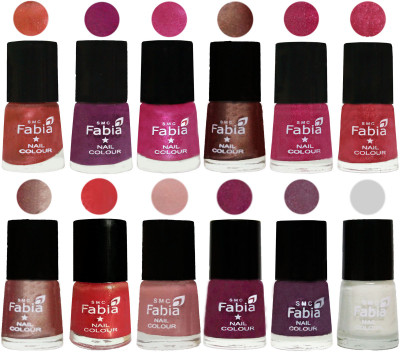 

Fabia Nail Polish Pack of 12(6 Ml Each) Professional Serious Nail Polish Dark Peach-Shock Pink-Pink-Light Coffee-Magenta-Shock Pink Light-Light Nude-Red Orange-Shrimp Pastell-Cherry Blossom-Light Jam-White(Pack of 12)