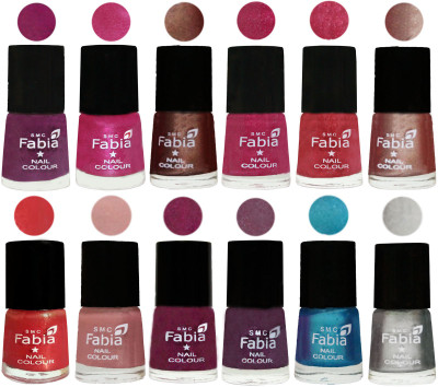

Fabia Nail Polish Pack of 12(6 Ml Each) Professional Serious Nail Polish Shock Pink-Pink-Light Coffee-Magenta-Shock Pink Light-Light Nude-Red Orange-Shrimp Pastell-Cherry Blossom-Light Jam-Denim-Silver(Pack of 12)