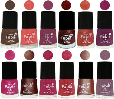 

Fabia Nail Polish Pack of 12(6 Ml Each) Professional Serious Nail Polish Everglade-Light Peach-Dark Cherry Blossom-Brick Red-Dark Peach-Shock Pink-Pink-Light Coffee-Magenta-Shock Pink Light-Light Nude-Light Violet(Pack of 12)