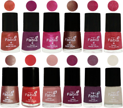 

Fabia Nail Polish Pack of 12(6 Ml Each) Professional Serious Nail Polish Dark Peach-Shock Pink-Pink-Light Coffee-Magenta-Shock Pink Light-Light Nude-Red Orange-Shrimp Pastell-Cherry Blossom-Light Jam-Light Cream(Pack of 12)