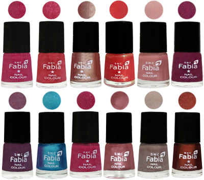 

Fabia Nail Polish Pack of 12(6 Ml Each) Professional Serious Nail Polish Magenta-Shock Pink Light-Light Nude-Red Orange-Shrimp Pastell-Cherry Blossom-Light Jam-Denim-Hot Magenta-Lip-Light Beige-Berry(Pack of 12)