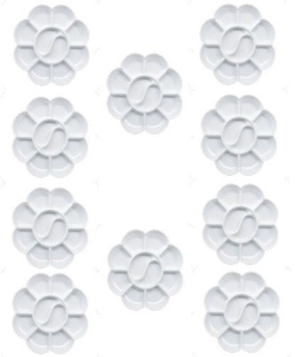 

Isomars Colour Mixing Palette - Flower Small Set of 10 Plastic 10 Paint Wells Palettes(Set of 10, White)