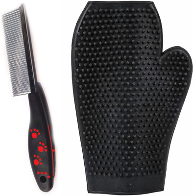 

Pet Needs High Quality Pet Comb Stainless Steel Pin Dog Grooming Brush with Bathing Glove Basic Comb for Dog, Cat