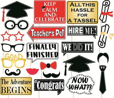

Grapits Graduation Party Props (Multicolor, Pack of 23) Photo Booth Board(Graduation)