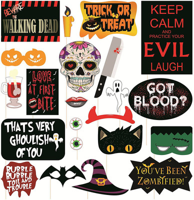 

Grapits Halloween Party Props (Multicolor, Pack of 22) Photo Booth Board(Party)