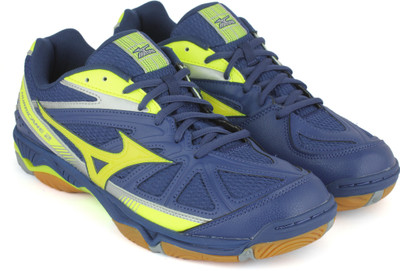 

Mizuno Wave Hurricane 2 Running Shoes For Men(Blue, Twilight blue/safety yellow/silver