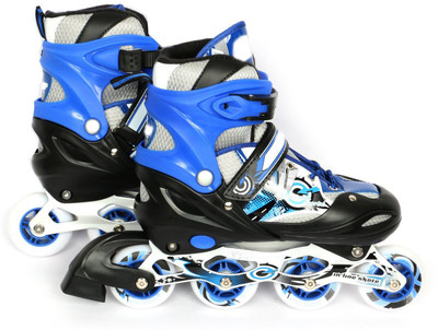 

HALO NATION Inline Skates Blue adjustable all pure PU wheels, aluminum-alloy which is strong with LED on wheels size 22.5-25.3 In-line Skates - Size 2-7 UK(Blue)