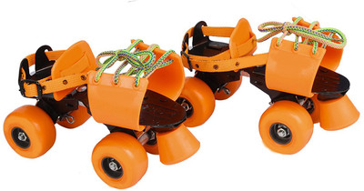 

IndusBay Roller Skates, Adjustable Senior Size ( Can Be Extended Up To 20-26 Cm) - Orange Quad Roller Skates - Size 2-6 UK(Orange)