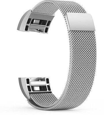 

House of Quirk Fitbit Charge2 Milanese Band Magnetic Wristbands Mesh Metal Replacement Bracelet Silver Smart Watch Strap(Silver)