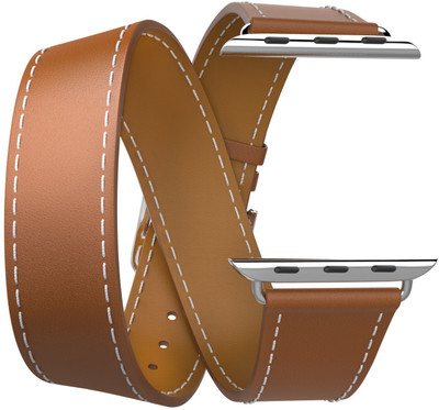 

House of Quirk Hermes iwatch Faux Leather Double Tour Replacement Band with Stainless Metal Slive Clasp for 42mm(WATCH NOT INCLUDED) Brown Smart Watch Strap(Brown)