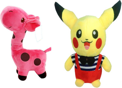

Babique Teddy Bear Soft Toy Combo Pikachu Pokemon And Giraffe Animal kids birthday Gift Stuffed Soft Plush Toy Love - 22 cm(Multicolor)