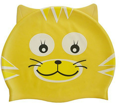 

Shrih Cute Cat Printed Kids's Swimming Cap(Yellow, Pack of 1)