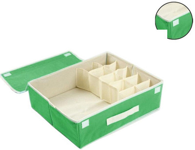 

House of Quirk 15+1 Compartment Cell Foldable Storage Box type Non-Smell Drawer Organizer 15 grids + 1 underwear Closet Storage for Socks Bra Tie Scarfs(Green)