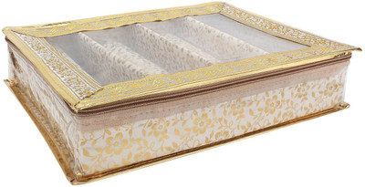 

BlushBees 4 Compartment Brocade Bangle Organizer Vanity Box(Golden)