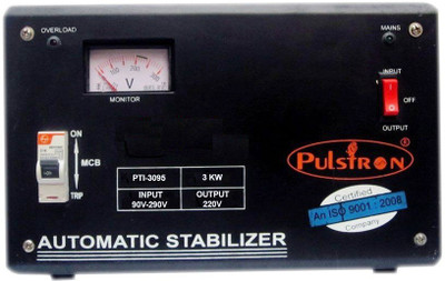 

PULSTRON PTI-3095 3 KVA (90V-290V) Single Phase Automatic Voltage Stabilizer for Mainline(Black)
