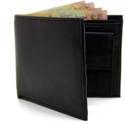 

DELMA Men Black Genuine Leather Wallet(4 Card Slots)