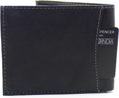 DELMA Men Black Genuine Leather Wallet(4 Card Slots)