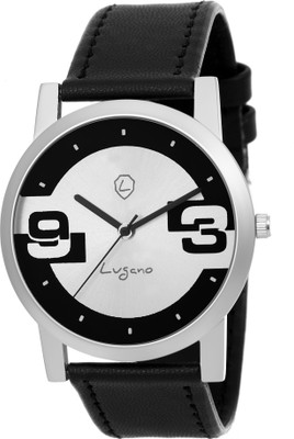 

Lugano LG 1145 Stylish Arabic & Stick Silver Black Dial Watch - For Men
