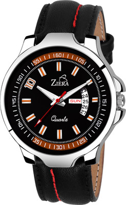 

Ziera ZR7079 Black Leather Strap DAY & Date Boy's wrist Watch - For Men