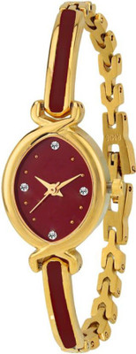 

Skmi Bracelate Pattern Golden Red Dial ~ JEWELLERY ~ Designer Watch For Girls Watch - For Women