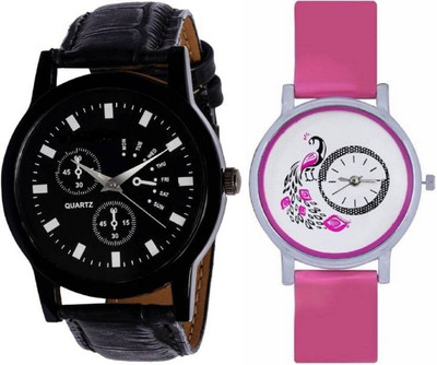 

Miss Perfect Black men and pink peacock combo watches for men and women Watch - For Boys