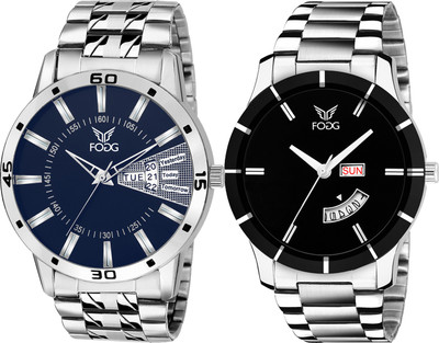 

Fogg 5069-BL-BK Day and Date Combo Watch - For Men