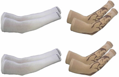 PinKit Cotton Arm Sleeve For Men & Women With Tattoo(Free, White, Beige)