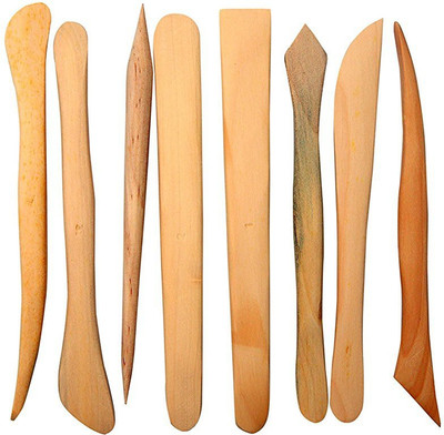 

ASINT Set Of 8 Wooden Clay Tools With Double Sided Crafting Sculpting Modelling Pottery Ends